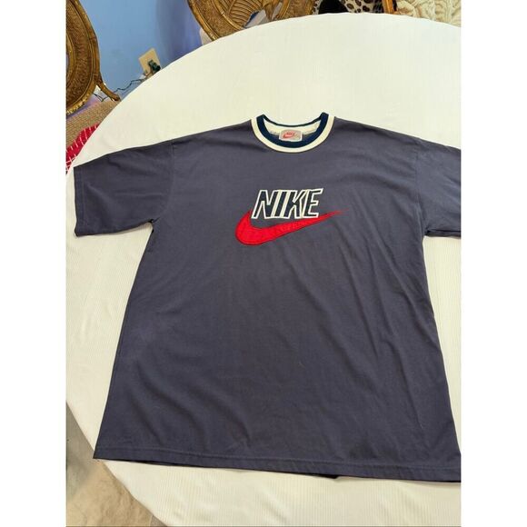 Nike Other - Nike Vintage Navy Blue Swoosh Short Sleeve T-Shirt Size XL